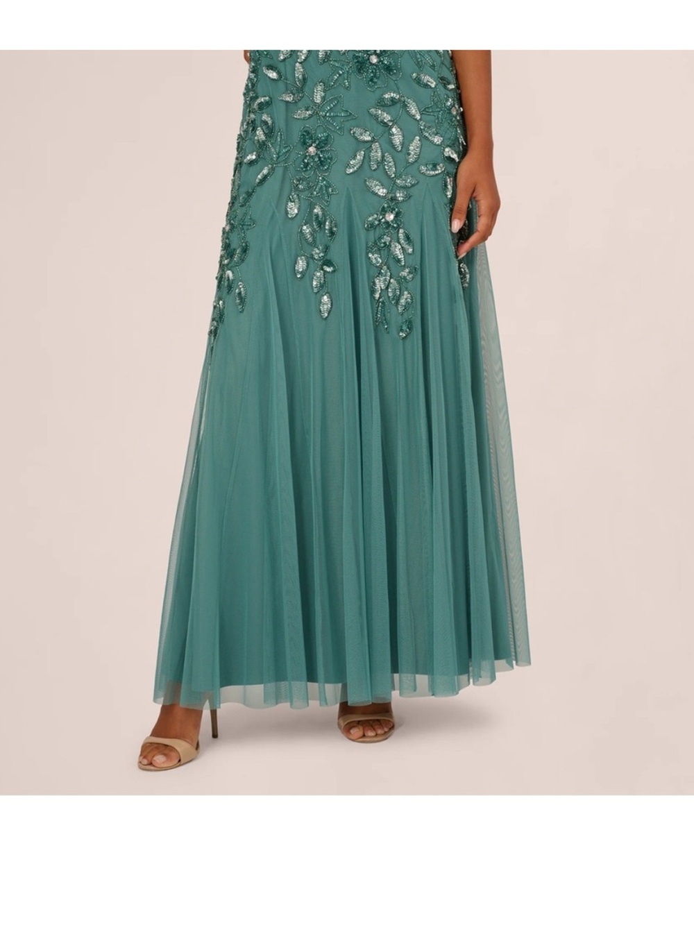 Adrianna Papell Dress SZ 6 Jade Green Beaded Sequin Gown Formal Evening NWT GALA - Picture 7 of 14